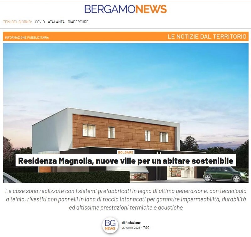 Articolo di Bergamo News del 30/04/2021