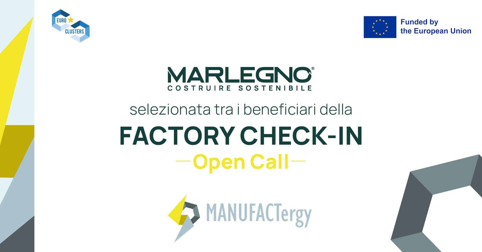 Marlegno selezionata tra i beneficiari della FACTORY CHECK-IN Open Call di MANUFACTergy