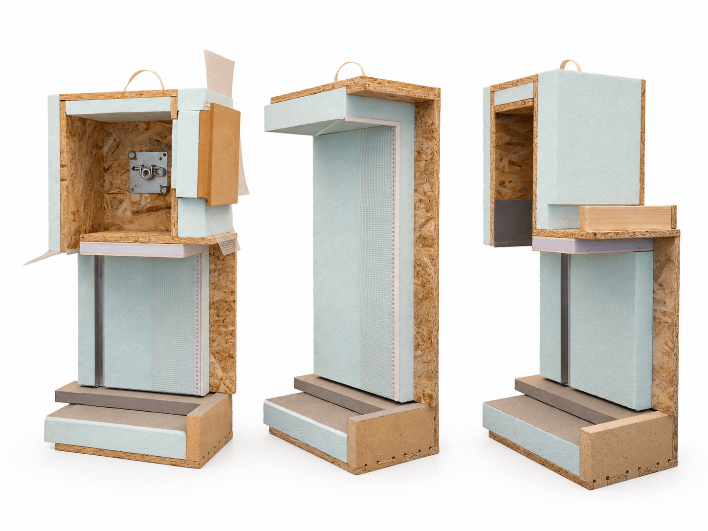 Tre mockup architettonici a strati (1) Monoblocchi finestra prefabbricati